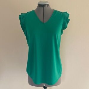 Adrianna Papell Green Ruffle Blouse